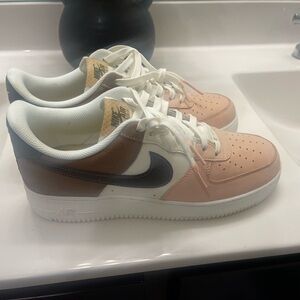 Nike Air Sneakers in Peach, Brown, and Black